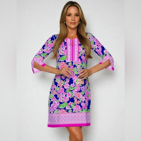 REZOBAY Dresses & Skirts - Rezobay Chloe print cotton knit 3/4 sleeves dress size Large never worn